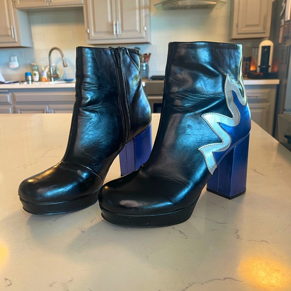 Flame Heeled Boots. Size 9.